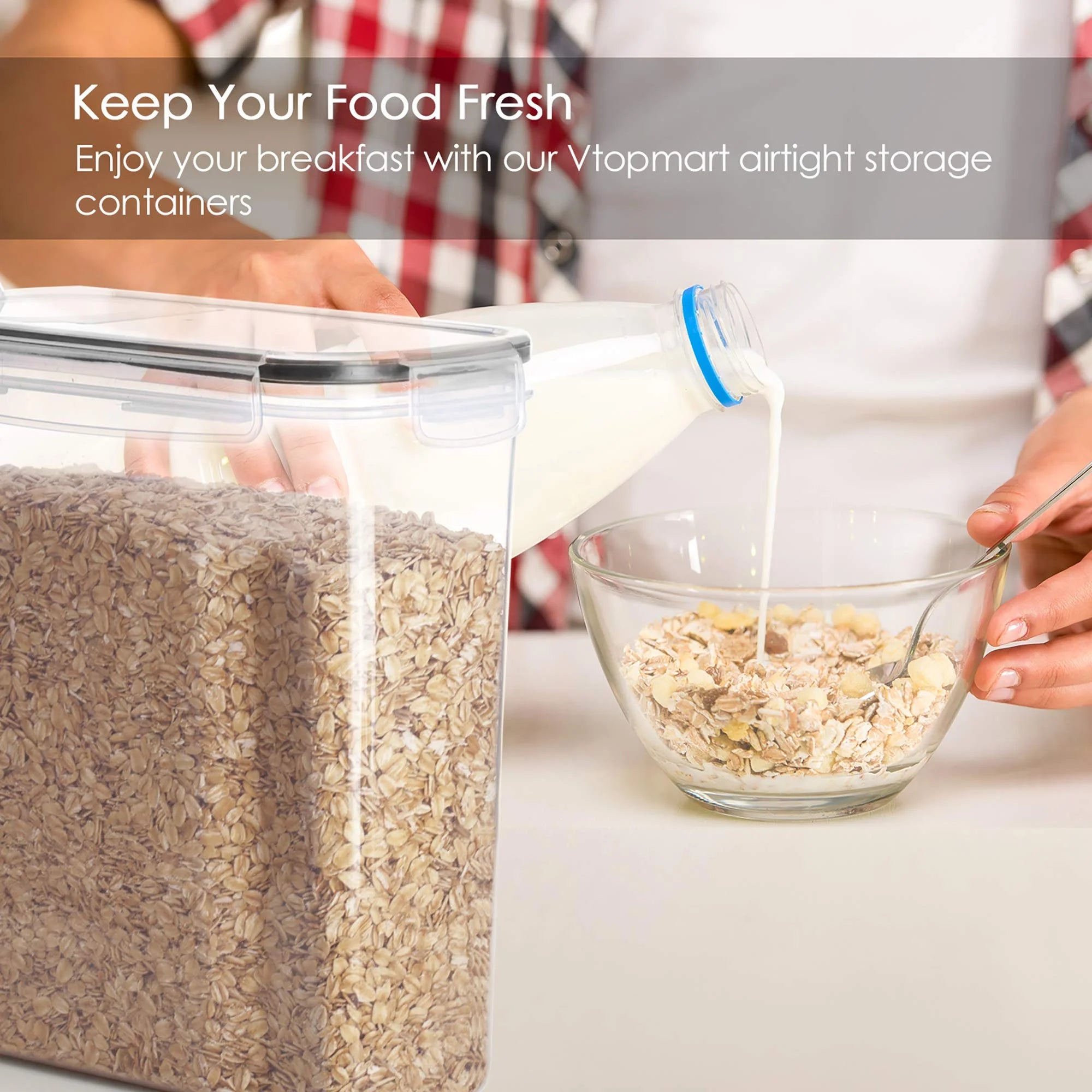 Cereal Storage Container Set of 4,  Airtight Food Storage Containers, 135.2 Fl Oz, Black