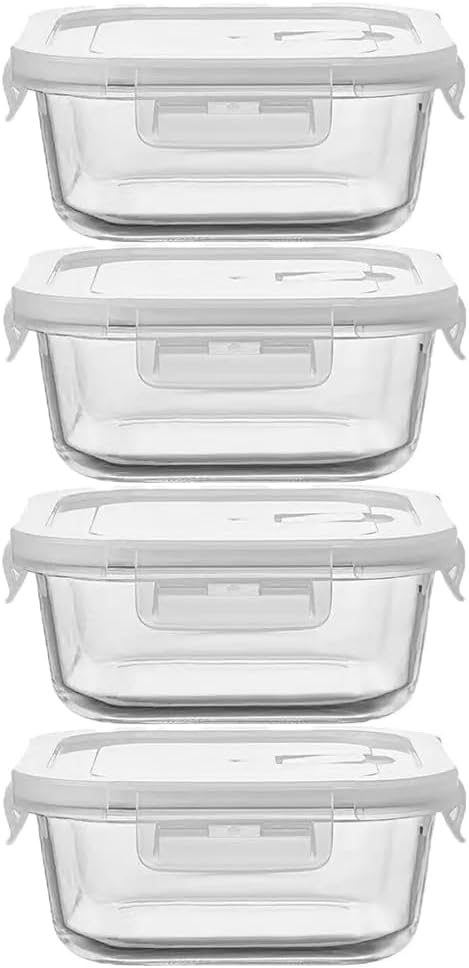 16 oz Glass Food Storage Containers with Lids (4-Pack)