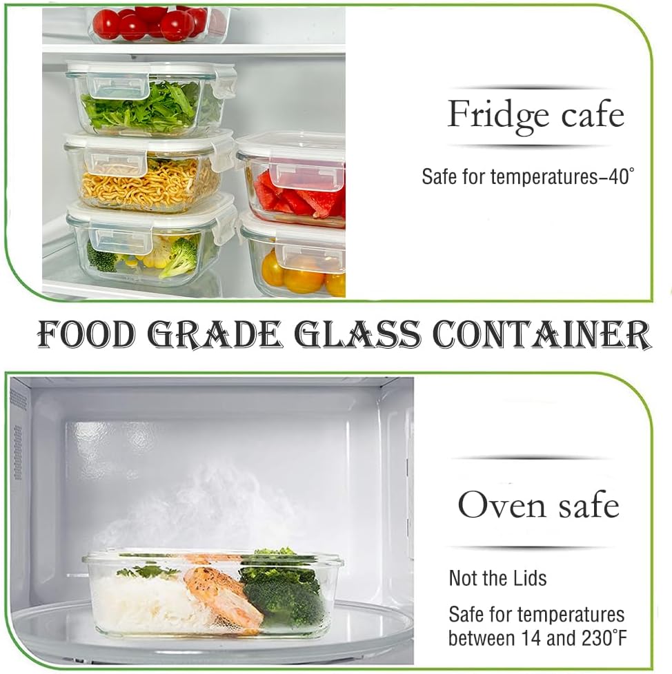 16 oz Glass Food Storage Containers with Lids (4-Pack)