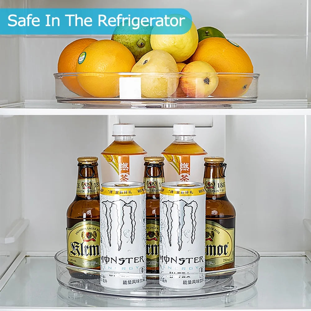 Clear Rotating Lazy Susan Turntable Organizer for Kitchen Cabinets Spices 9.25 Inch Storage Containers