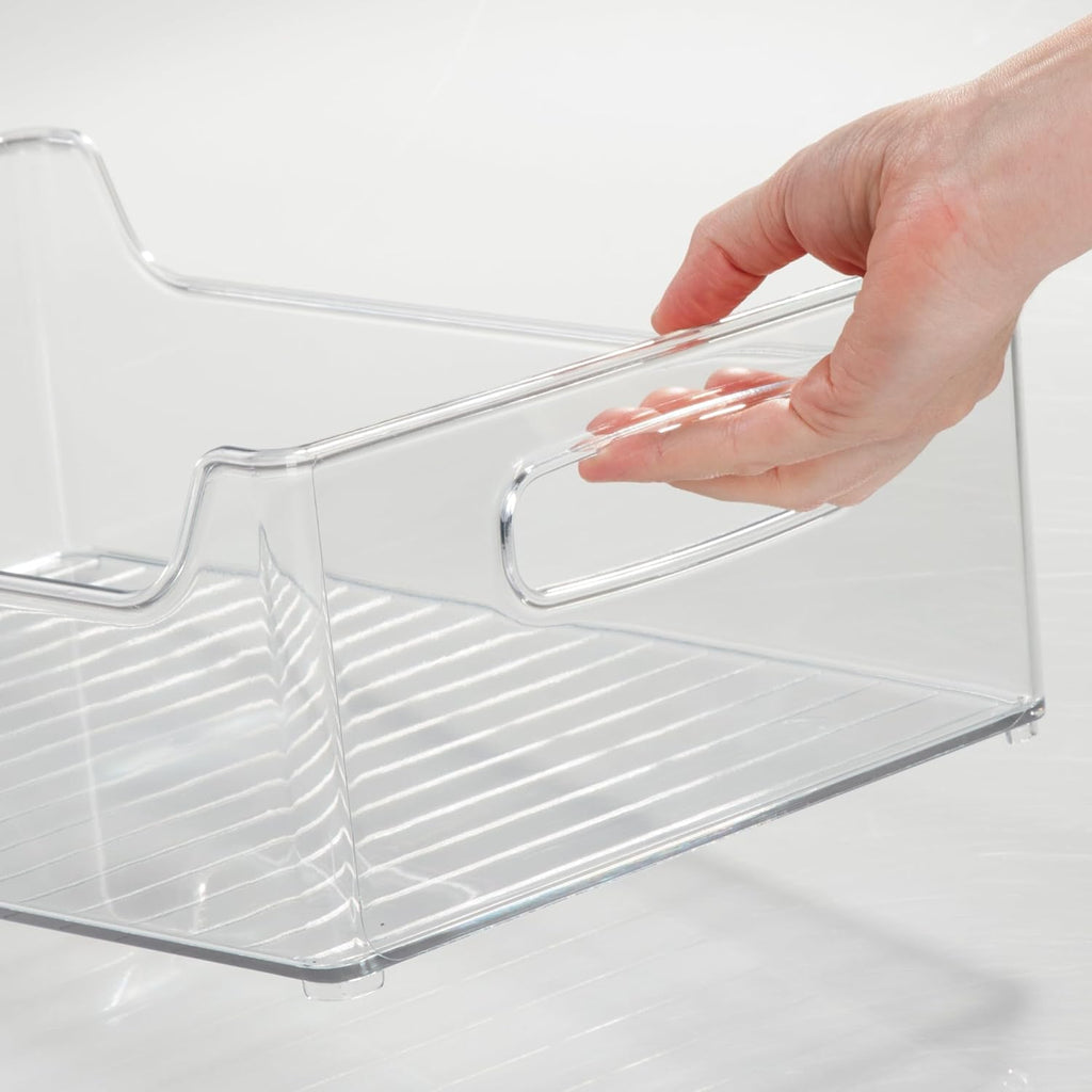 Stackable Storage Bin with Handles, Clear | for Pantry or Fridge, Made in USA