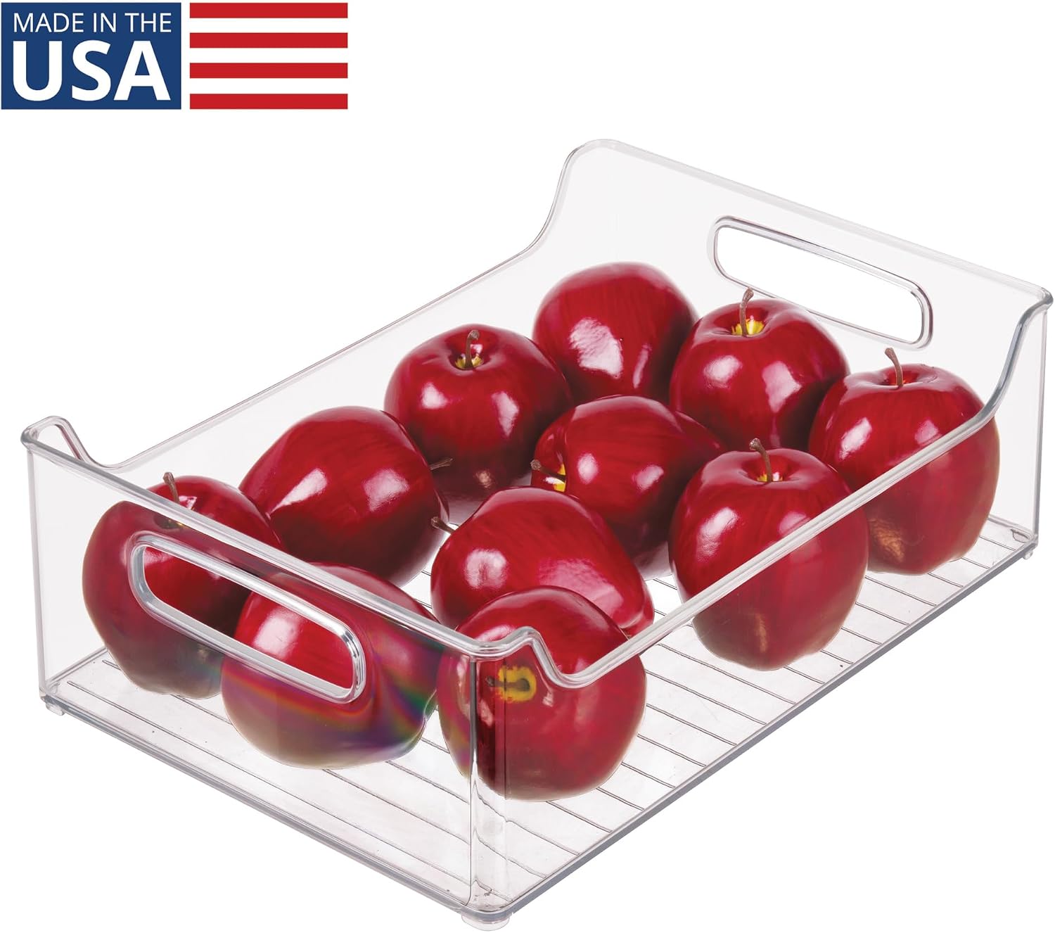 Stackable Storage Bin with Handles, Clear | for Pantry or Fridge, Made in USA