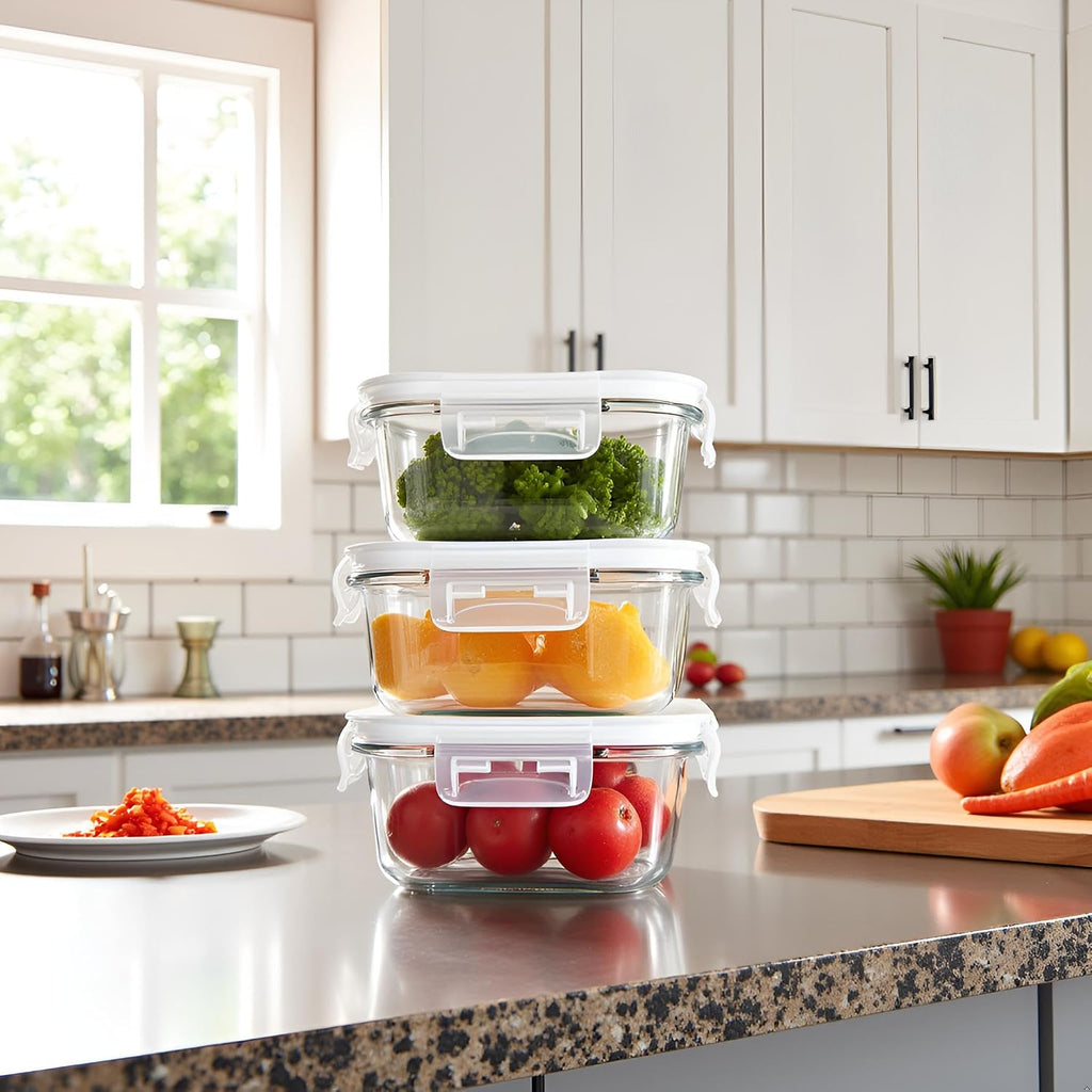 16 oz Glass Food Storage Containers with Lids (4-Pack)
