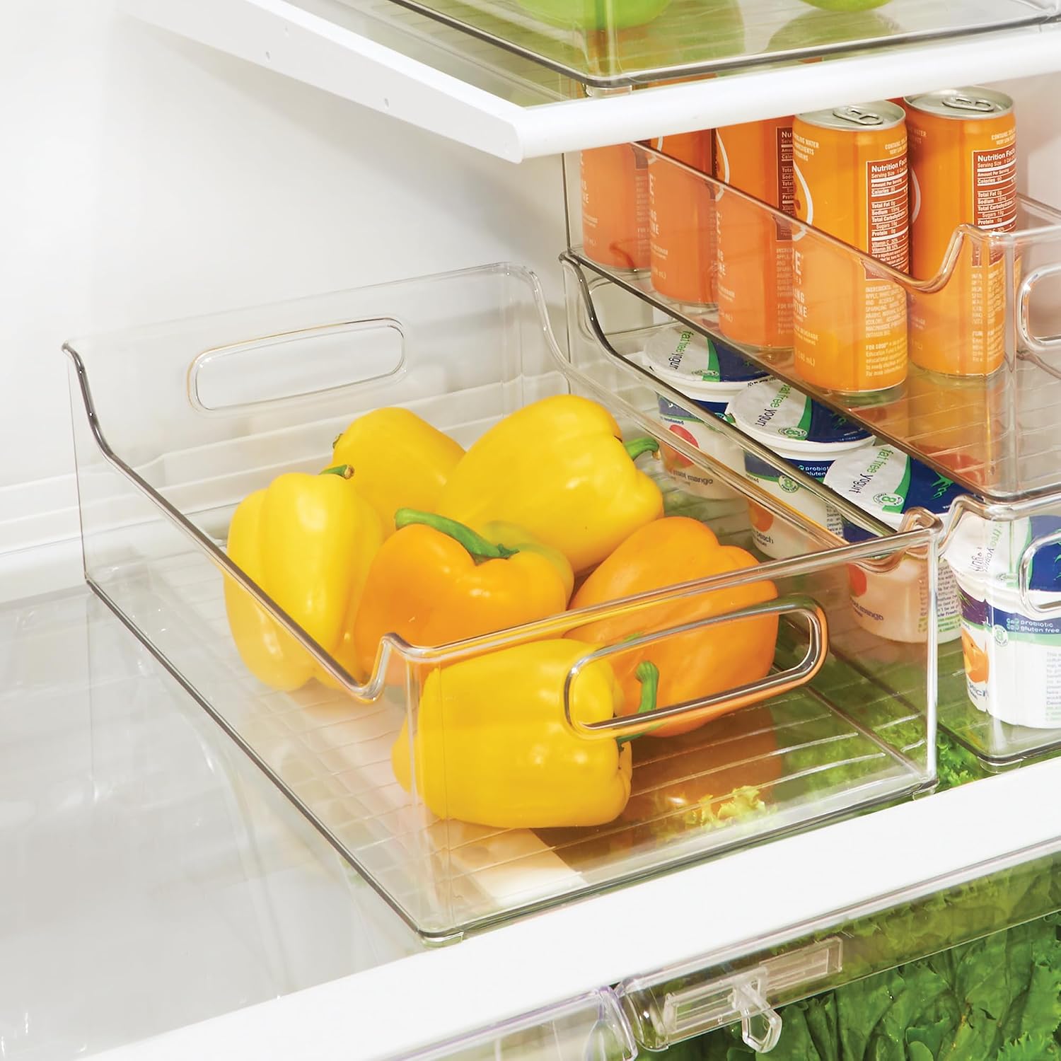 Stackable Storage Bin with Handles, Clear | for Pantry or Fridge, Made in USA
