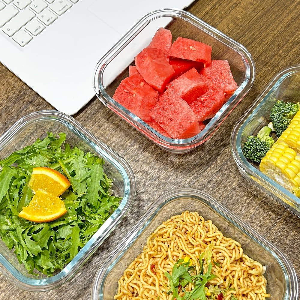 16 oz Glass Food Storage Containers with Lids (4-Pack)