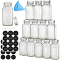 12Pcs Glass Spice Jars with Labels, 6Oz Empty Spice Jars | with Mental Caps, Shaker Lids, Collapsible Funnel, Chalk Pen, Seasoning Organizer for Spice Rack