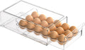Egg Container for Refrigerator BPA Free Refrigerator Organizer Bins,Stackable Egg Holder for Refrigerator,18 Egg Tray,Clear